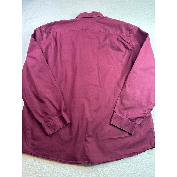 Eddie Bauer Mens 2XL Relaxed Fit Burgundy Button Down Shirt Long Sleeve Maroon - Picture 9 of 10